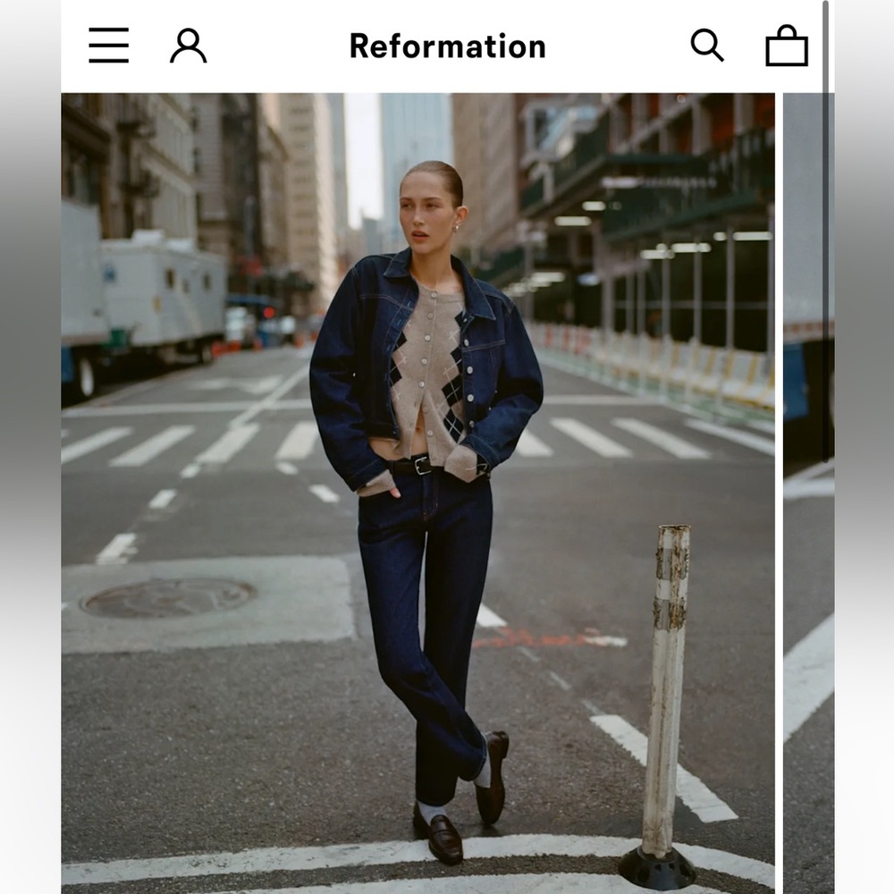 Reformation Dark Blue Straight Leg Jeans